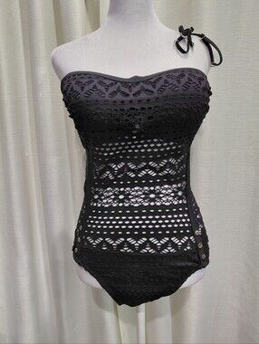 NWT Lookbook Store Black Lace One Piece Bathing Suit